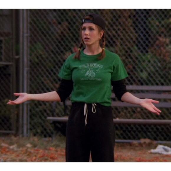 VNTG Old Navy "Playmaker" Green Distressed Baby Tee sz M y2k Rachel Green 90s - Picture 8 of 8